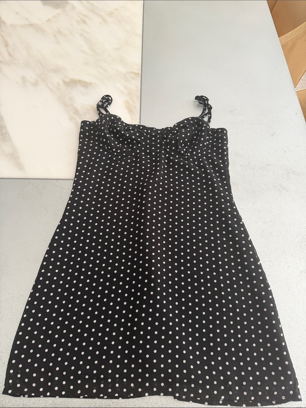 Edikted Black and White Polka Dot Mini Dress